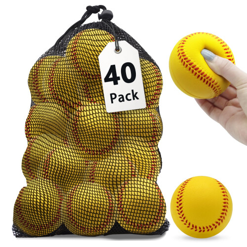 Magicorange Foam Baseballs,40 Pack Practice Training Baseballs,Yellow