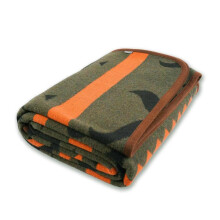 PuTian Merino Wool Blanket, Throw for Camping, 87" x 63",Striped Fire Green