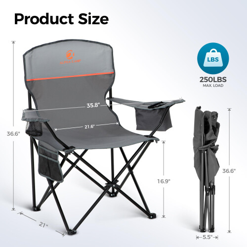 ALPHA CAMP 2-Pack Folding Camping Chair with Cooler Bag & Lumbar Support 1