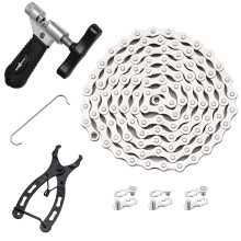 Bike Chain Kit, Single Speed Multi-Function Bike Mechanic Repair Kit, Chain Breaker and Bike Link Plier with Hook and 3 Pairs Bicycle Buckle, Reusable