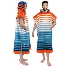 SUN CUBE Surf Poncho Changing Robe, Men Hooded Changing Towel, Orange Blue