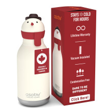 asobu Bestie Snowman Water Bottle, Cute Collectible Character, BPA Free