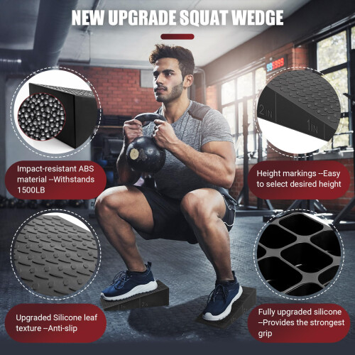 Squat Wedge Block, 1500 LBS Capacity, Non-Slip Heel Elevated Squat Wedge 1