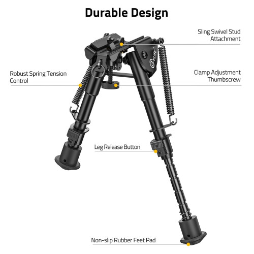 CVLIFE 6-9 Inches Bipod Adjustable Super Duty for Solid Support 1