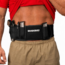 BRAVOBELT XL Belly Band Holster - Athletic Flex FIT for Running, Jogging, Hiking - G17-43 S&W M&P 40 Shield Bodyguard Kimber (45" - 55" Belly, Black)