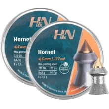 H&N Sport Hornet Pointed Airgun Pellets.177 Caliber / 9.6 Grains (225 Count), Gray (PY-P-1185) (2 Pack)