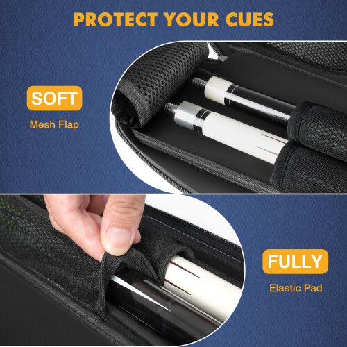 PEKREWS Pool Cue Case, Pool Stick Case 2x2 with 2 Accessories Pockets 1