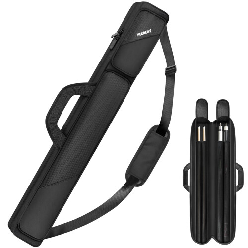 PEKREWS Pool Cue Case, Pool Stick Case 2x2 with 2 Accessories Pockets