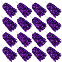 16PCS Cheerleading Pom Poms Metallic Foil Plastic Pom Poms with Baton Handle for Game Sports Squads Dancing Party Football Basketball Club Spirit Spor