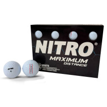 Nitro (12PK) All Levels Maxium Distance Titanium Core 85 Compression High Velocity Spin Control Long Distance Golf Balls USGA Approved-Total of 12-Whi