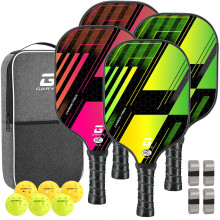 GARYE Pickleball Paddles Set of 4, Carbon Fiber Pickle Ball Paddle, USAPA Approved Lightweight Rackets 4 Pack for Adults and Teenagers, Includes 6 Bal