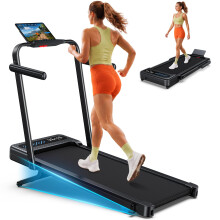 WELLFIT Walking Pad with 12% Auto Incline & Handle Bar, Foldable Treadmill