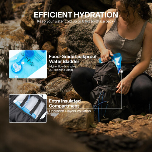 EVERFUN 18L Hiking Hydration Backpack with 2L Water Bladder and Rain Cover 2
