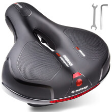 Gincleey Comfort Bike Seat for Women Men,Wide Bicycle Saddle Replacement Memory Foam Padded Soft Bike Cushion with Dual Shock Absorbing Universal Fit