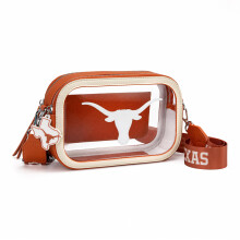 Texas Longhorns Bag for Stadium Events Clear Purse with Removable Strap, Women Clear Crossbody Bag with Team Logo, Transparent Shoulder Purses for Fan