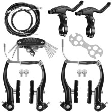 Hmseng V-Type Bike Brake Set, Complete Universal Bike Front and Rear MTB Brake, Bicycle Brakes, Inner and Outer Cables, Include Brakes Lever Calipers