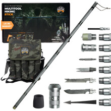 Prime Adventure 15-in-1 Tactical Survival Walking Stick & Hiking Staff – Heavy-Duty Collapsible Multitool for Camping, Hiking & Outdoor Survival Gea