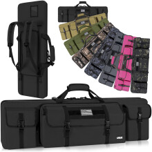 LASUK 36" Double Rifle Case Soft Gun Bag Tactical Backpack, Black