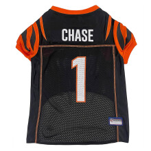 NFLPA JA'MARR Chase PET Jersey, NFL Dog Shirt, Size X-Large, Cincinnati Bengals Mesh Jersey for Dogs
