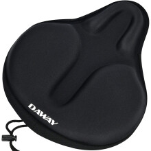 DAWAY C6 Large Comfortable Exercise Bike Seat Cover - Wide Soft Foam & Gel Padded Bicycle Saddle Cushion for Women Men Seniors, Fits for Peloton, Stat