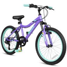 WEIZE 20 Inch Kid Mountain Bike,Kid Bike for Girls Age 6-14 Year Old,6 Speed Kid Bicycle with Front Suspension Fork,Adjustable Seat Height,High-Carbon
