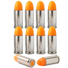 S.T. Action Pro 9mm Snap Caps - 10-Pack Inert Dummy Rounds for Dry Fire, Reloading & Malfunction Drills, Nickel Casing, Orange UV Insert, Veteran-Owne