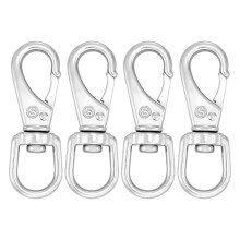 SHONAN Stainless Steel Flag Clips for Flagpole Rope- 4 Pack 3.5 Inch Swivel Snap Hook Flag Pole Clips, Diving Clips Spring Hooks for Dog leashes, Keyc