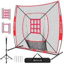 BAGAIL 7x7 ft Baseball & Softball Training Net - Red