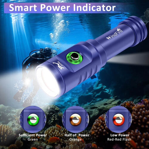WINDFIRE TS08 Diving Flashlight Rechargeable Bright Scuba Dive Light 3-Mode 2