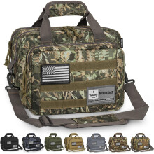WELIDAY Tactical Gun Range Bag, Pistol Carrying Bag for 2 Handguns and Ammo, Firearm Shooting Case with 6 Magazine Slots and Lockable Zipper for Shoot