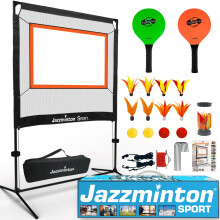 Jazzminton-Sport – The Original Paddle Game with Net for Indoors & Outdoors – Active, Joint-Friendly Family Fun – Like Badminton, Pickleball & T