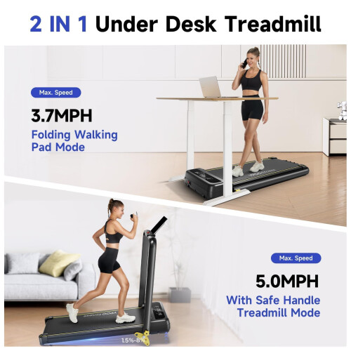 YPOO 16% Walking Pad Incline, Treadmills for Home, Handle Bar, Foldable 1