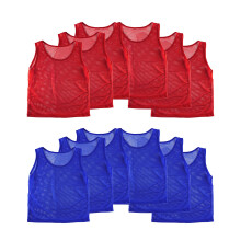 Super Z Outlet 12 Pinnies Scrimmage Vests Team Practice Jersey for Child Youth Teen Lightweight (Red/Blue)
