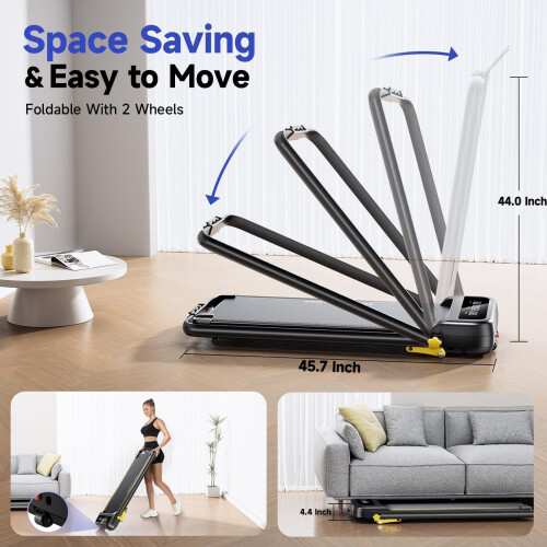 YPOO 16% Walking Pad Incline, Treadmills for Home, Handle Bar, Foldable 2