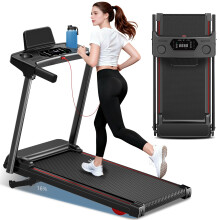 Treadmill with 0-16% Auto Incline, 0.6-7.5MPH Walking Pad Treadmills for Home, 3.0 HP Low Noise Foldable Treadmill with Handle Bar and LED Display, Wa