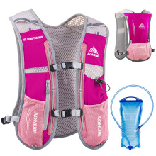 Azarxis Hydration Running Vest Backpack Pack 5L for Women and Men Jogging Trail Race Marathon Cycling Hiking (Rose Red with 1.5L Water Bladder)