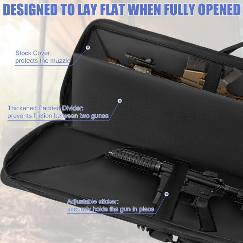 LASUK 36" Double Rifle Case Soft Gun Bag Tactical Backpack, Black 2