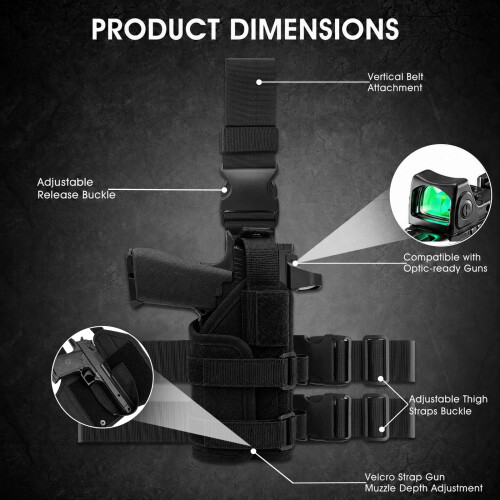 Drop Leg Holster, Tactical Thigh Holster Compatible with Optic/Light/Laser 1