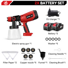 ONEVAN Elektrische Spritzpistole, 850W, 1400-ml-Fassungsvermögen, für Stahlmöbel, mit 2er-Batteriesatz