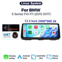 MEKEDE Autoradio, Multimedia-Player mit Linux-System, 12.3 Zoll 2K, für BMW 5er F10 F11 NBT