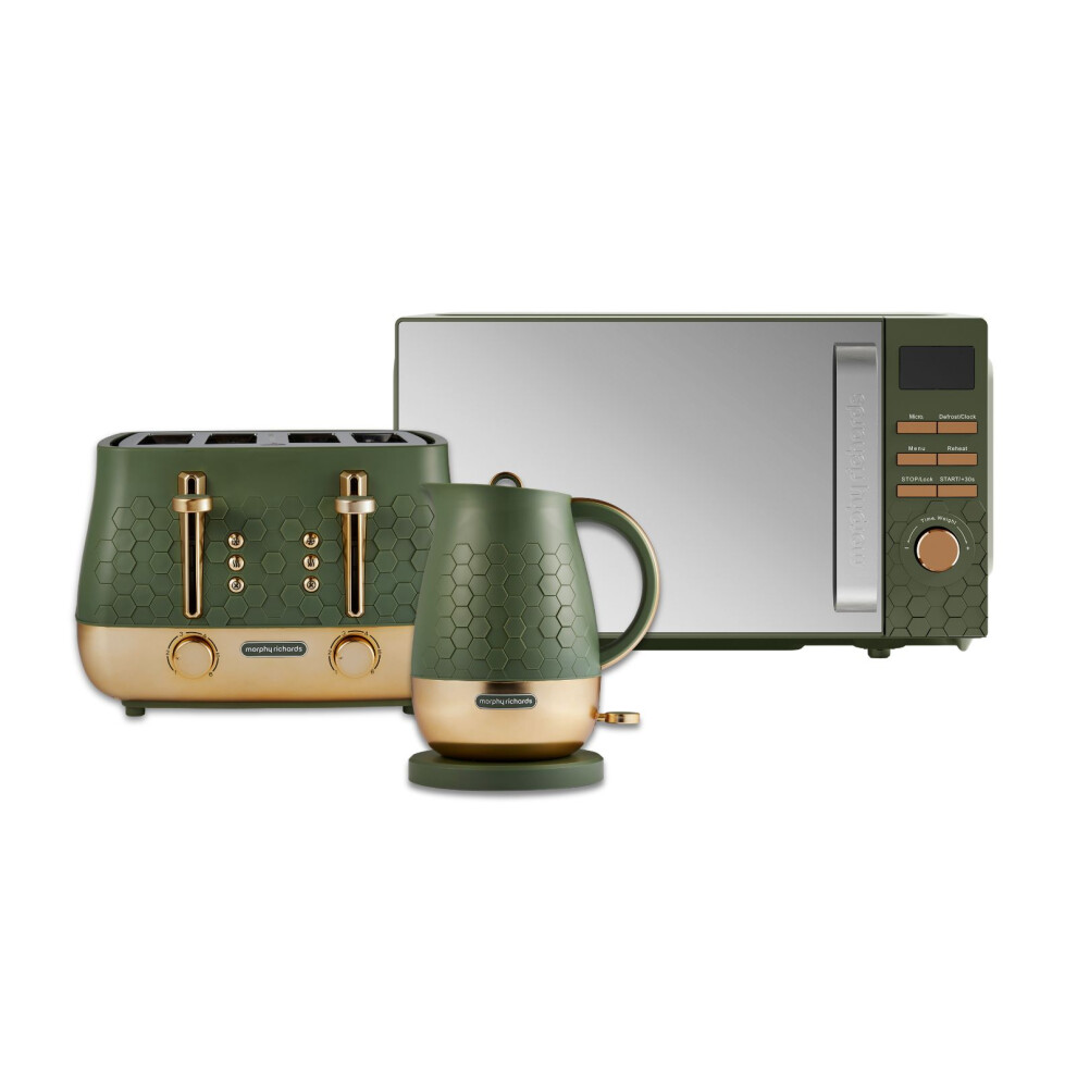Morphy Richards Green Cassini Kettle, Toaster, Microwave Olivine Bundle In | : Medium - Image 7
