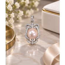 925 Silver Pearl Pendant with Crystal Detail