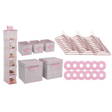 Delta Children Nursery Opber set 48-delig - Eenvoudige Opbergoplossing - Houdt Kamer, Nursery & Kast Netjes, Infinity Roze
