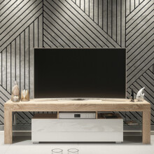 TV Unit 160cm Creative Furniture - Oak & White Gloss Doors