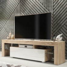 TV Unit Aria 160cm - Oak & White Gloss Doors