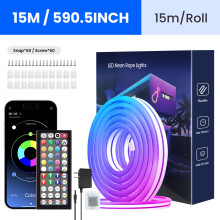 RGB joustin neonvalonauha 15M, soveltuu sovellukseen ja kaukosäädintele, vedenpitävä LED-valonauha