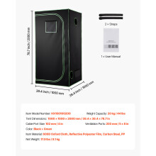 SucceBuy Pflanzenzelt, Indoor Grow Tent, 100x100x200 cm, mit Belüftungssystem und Metallrahmen