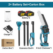 Gisam 2-in-1 bürstenlose Teleskop-Elektrokettensäge, kabellos, für Makita 18V Akku, mit 2er-Batteriesatz