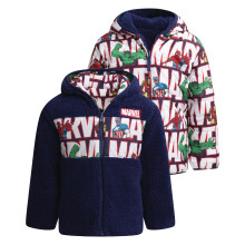 Marvel Spider-Man Jongens Puffer Jacket - Omkeerbare Gevoerde Jas met Sherpa Fleece Voering (Maat: 2T-20), Maat 5, Marvel Marineblauw