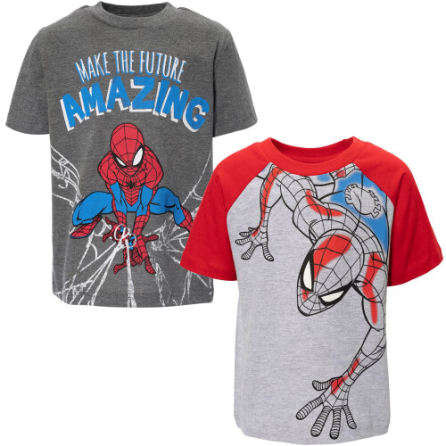 Marvel Marvel Spider-Man Magliette per Bambini 2 Pezzi Grigio/Grigio 6